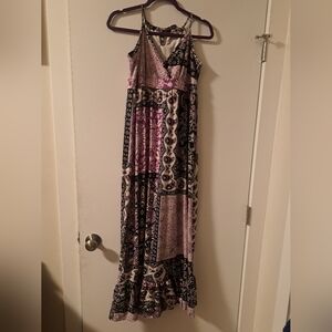 Patchwork Pattern Purple, Black, White Goth Dress